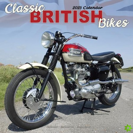 Classic British Bikes Calendar 2025 Square Motorbike Wall Calendar - 16 Month