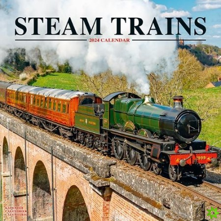 Steam Trains Calendar 2024 Square Trains Wall Calendar - 16 Month