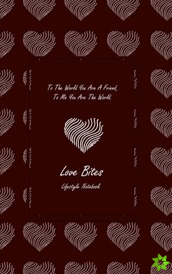 Love Bites Lifestyle Write-in Notebook, Dotted Lines, 288 Pages, Wide Ruled, Size 6 x 9 (A5) Hardcover (Coffee)