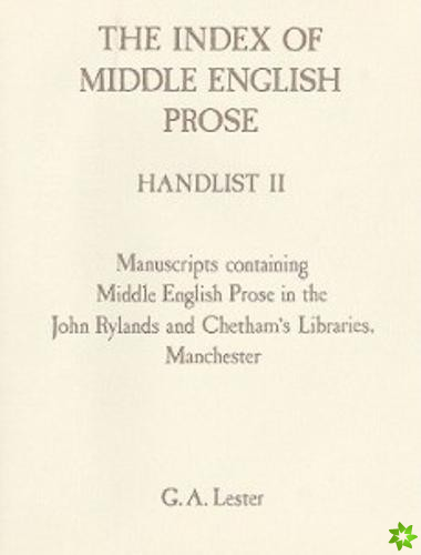 Index of Middle English Prose Handlist II
