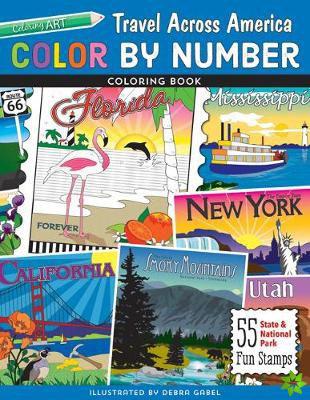 Color by Number Travel Across America Coloring Book