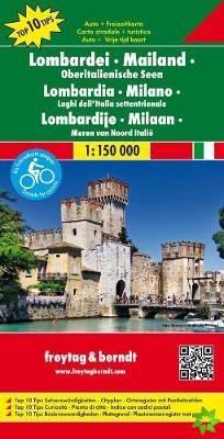 Lombardy - Milan - Lakes in Norhtern Italy Road Map 1:150 000