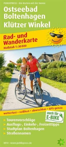 Ostseebad Boltenhagen - Klutzer Winkel, cycling and hiking map 1:30,000