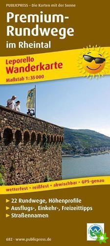 Premium circular routes in the Rhine Valley, hiking map 1:35,000