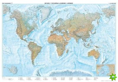 World Map Large Size, Flat in a Tube 1:25 000 000