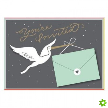 Cheree Berry Stork Stops Here Baby Shower Invite Notecards