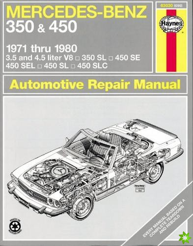 Mercedes-Benz 350 & 450 covering 350 SL Roadster, 450 SL/SLC Coupe & Roadster, 450 SE/SEL V8 Sedan (1971-1980) Haynes Repair Manual (USA)