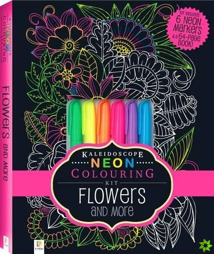Neon Colouring Kit with 6 highlighters: Flowers