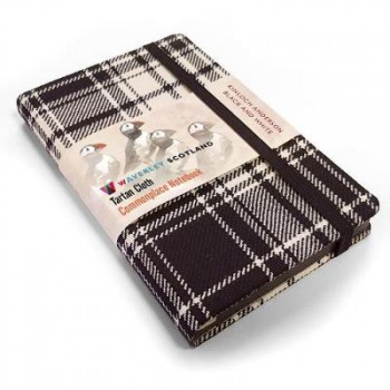 Waverley S.T. (M): Black a White Pocket Genuine Tartan Cloth Commonplace Notebook