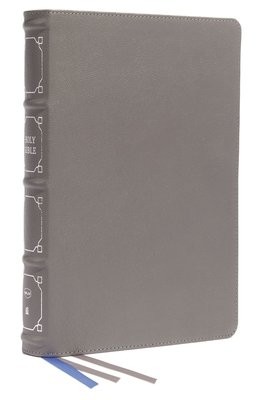NKJV, Reference Bible, Classic Verse-by-Verse, Center-Column, Genuine Leather, Gray, Red Letter, Comfort Print