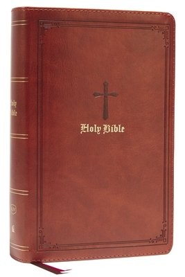 KJV Holy Bible: Large Print Single-Column with 43,000 End-of-Verse Cross References, Brown Leathersoft, Personal Size, Red Letter, Comfort Print: King