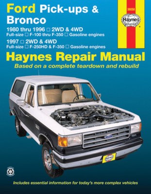 Ford pick-ups F-100-F-350 a Bronco (1980-1996) a F-250HD a F-350 (1997) Haynes Repair Manual (USA)
