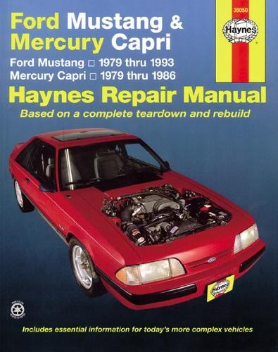 Ford Mustang, Ghia a Cobra (1979-1993) a Mercury Capri, Ghia a RS (1979-1986) in-line 4 cyl a 6 cyl, V6 a V8 Haynes Repair Manual (USA)