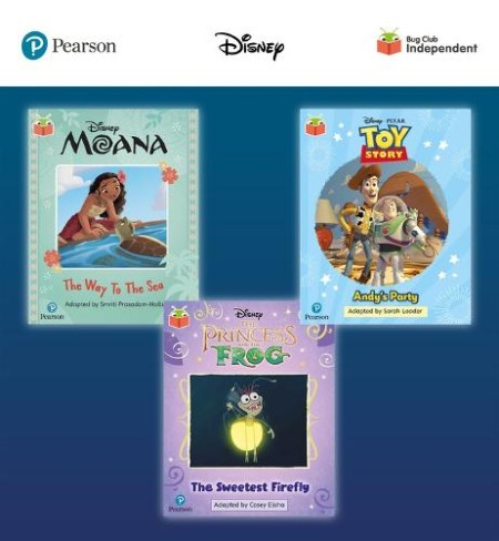Pearson Bug Club Disney Year 1 Pack E, including decodable phonics readers for phase 5; Moana: The Way to the Sea, Toy Story: Andy's Party, The Prince