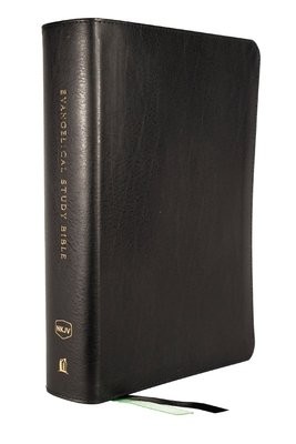 Evangelical Study Bible: Christ-centered. Faith-building. Mission-focused. (NKJV, Black Bonded Leather, Red Letter, Thumb Indexed, Large Comfort Print