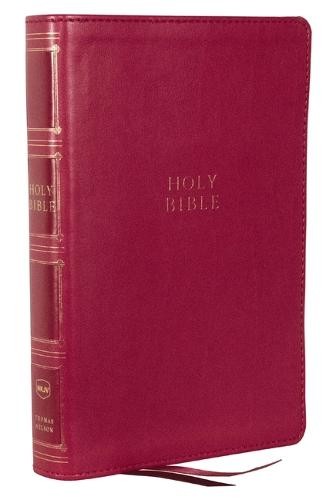NKJV, Compact Center-Column Reference Bible, Dark Rose Leathersoft, Red Letter, Comfort Print