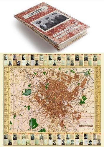 Peaky Blinders Fold Up Street Map of Birmingham 1892 - All Streets Roads and Avenues fully indexed to location grids - Map is surrounded by 22 real li