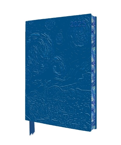 Vincent van Gogh: The Starry Night 2025 Artisan Art Vegan Leather Diary Planner - Page to View with Notes