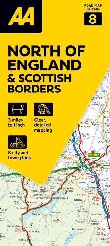 AA Road Map North of England a Scottish Borders