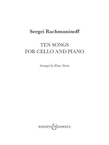Ten Songs for Cello and Piano