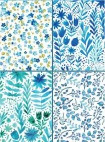 Set of Four Magnetic Notepads: Blue Abstract
