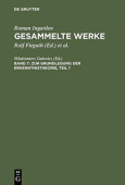 Zur Grundlegung Der Erkenntnistheorie