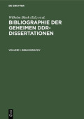 Bibliographie Der Geheimen Ddr-Dissertationen