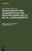 Katalog der Texte. Alterer Teil (A - F)