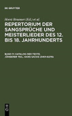 Katalog Der Texte. Jungerer Teil. Hans Sachs (3401-6278)
