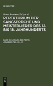 Katalog Der Texte. Jungerer Teil (W - Z)