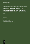 Fortschritte der Physik im Jahre .... 1878, Jahrgang 34