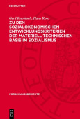 Zu Den Sozialokonomischen Entwicklungskriterien Der Materiell-Technischen Basis Im Sozialismus