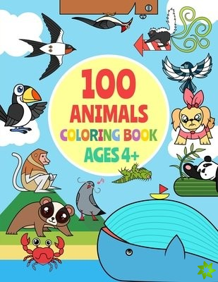 100 animals coloring book for kids ages 4-8 A to Z