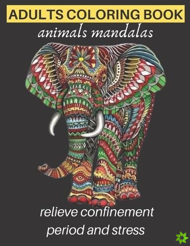 adults coloring book animals mandalas relieve confinement period and stress
