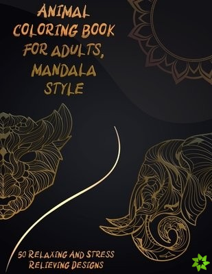 Animal coloring book for adults, mandala style