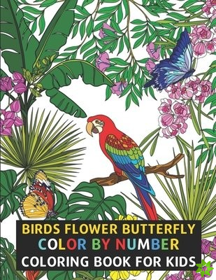 Birds Flower Butterfly Color By Number Coloring Book For Kids