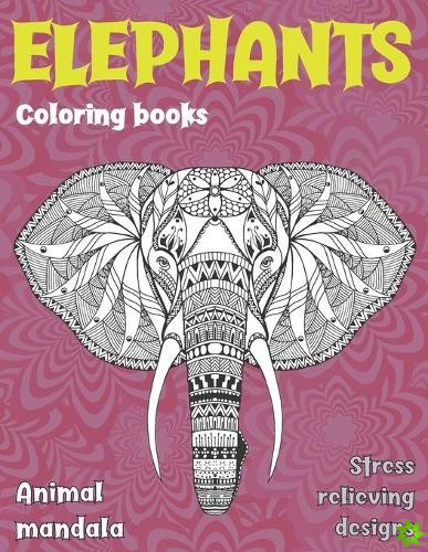 Coloring Books Animal Mandala - Stress Relieving Designs - Elephants