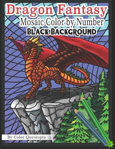 Dragon Fantasy Mosaic Color By Number - Black Background