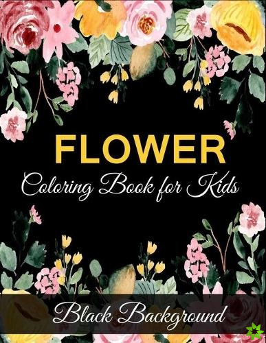Flower coloring book for kids black background