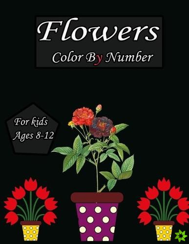 Flowers color by number for kids ages 8-12