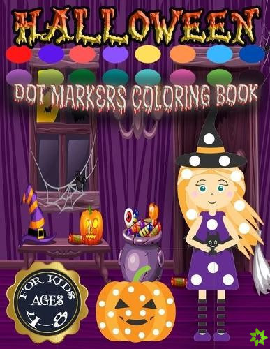 Halloween dot markers coloring page for kids ages 4-8
