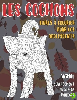 Livres a colorier pour les adolescents - Soulagement du stress Mandala - Animal - Les cochons