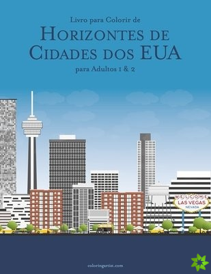 Livro para Colorir de Horizontes de Cidades dos EUA para Adultos 1 & 2