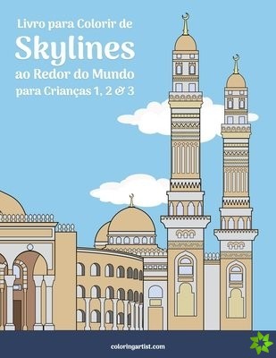 Livro para Colorir de Skylines ao Redor do Mundo para Criancas 1, 2 & 3