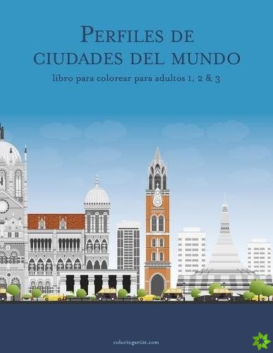 Perfiles de ciudades del mundo libro para colorear para adultos 1, 2 & 3