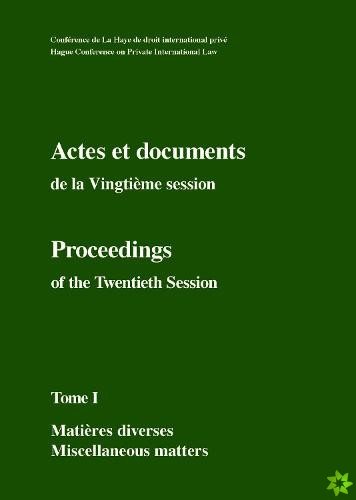 Actes et documents de la Vingtieme session /  Proceedings of the Twentieth Session