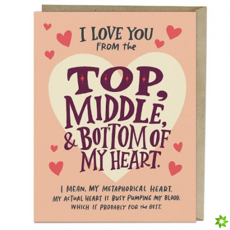 6-Pack Em & Friends Love You Top Middle Bottom Greeting Cards