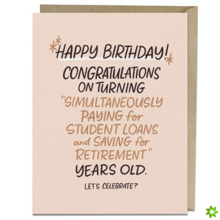 6-Pack Em & Friends Paying For Student Loans Years Old Birthday Cards
