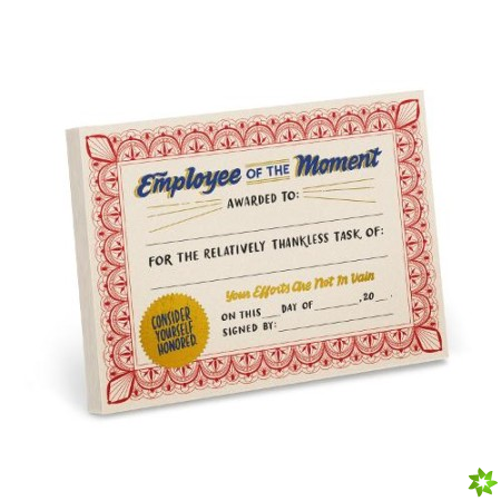 Em & Friends Employee of the Moment Certificate Notepads (New Version)