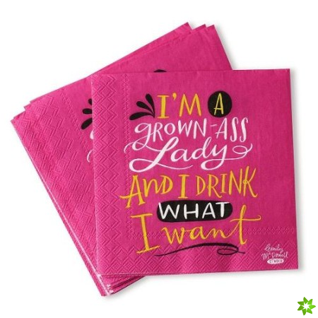 Em & Friends Grown-Ass Lady Cocktail Napkins, Pack of 20